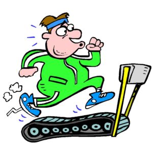 cartoon of man doing cardio