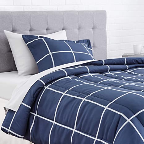 navy and white college dorm bedding set