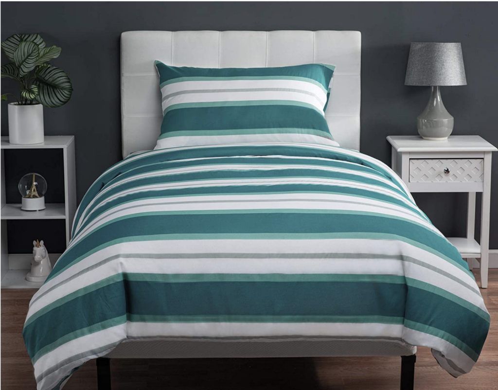 striped blue lagoon dorm bedding