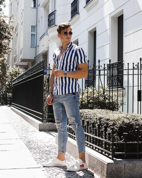 vertical stripes button up