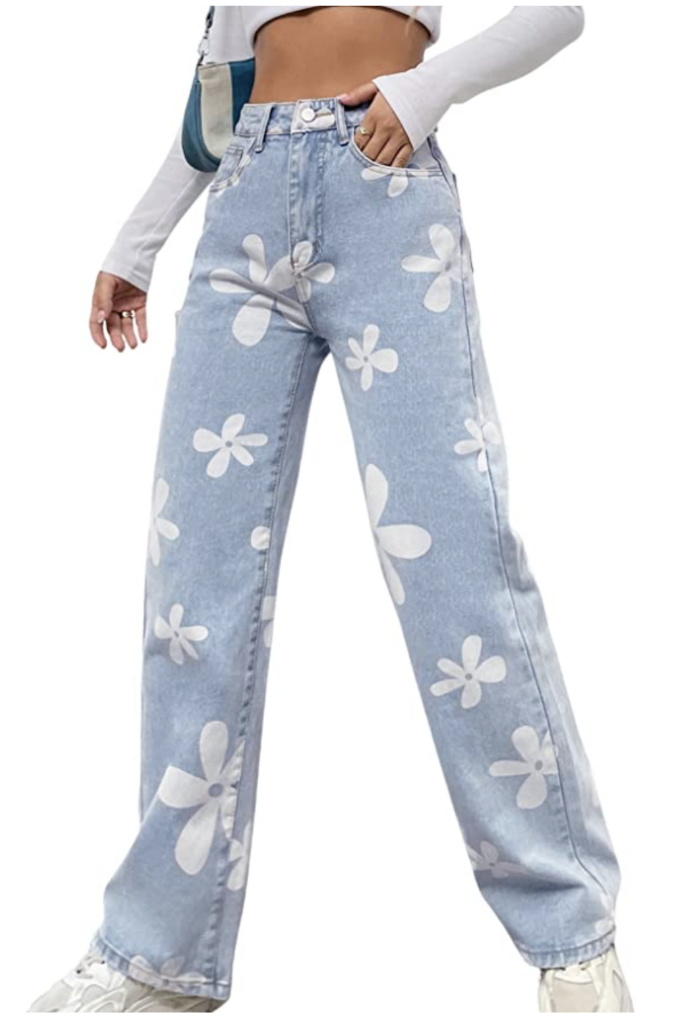 popular floral jeans for teenage girls