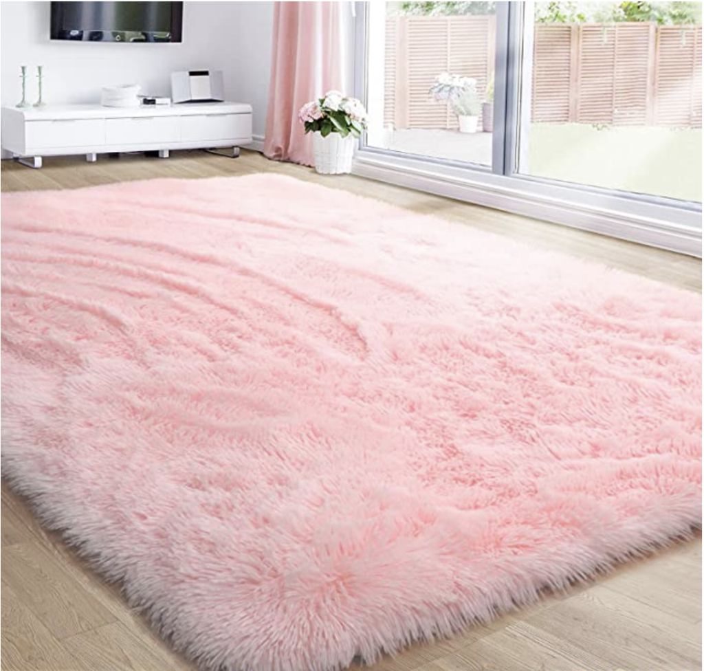 pink fuzzy shag rugs for dorms