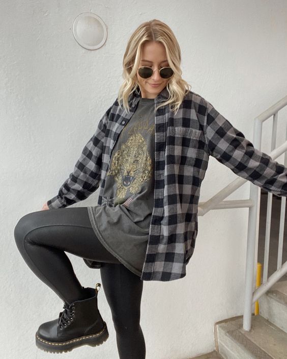 graphic tee flannel outfit