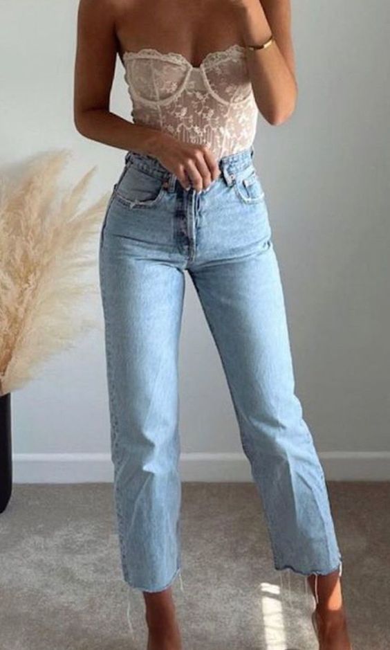 blue jeans outfit ideas for frat party