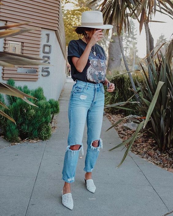 jeans and graphic tee look