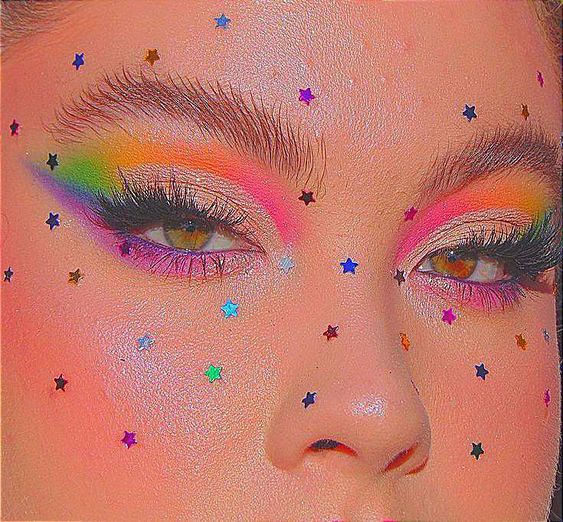 rainbow stars makeup look