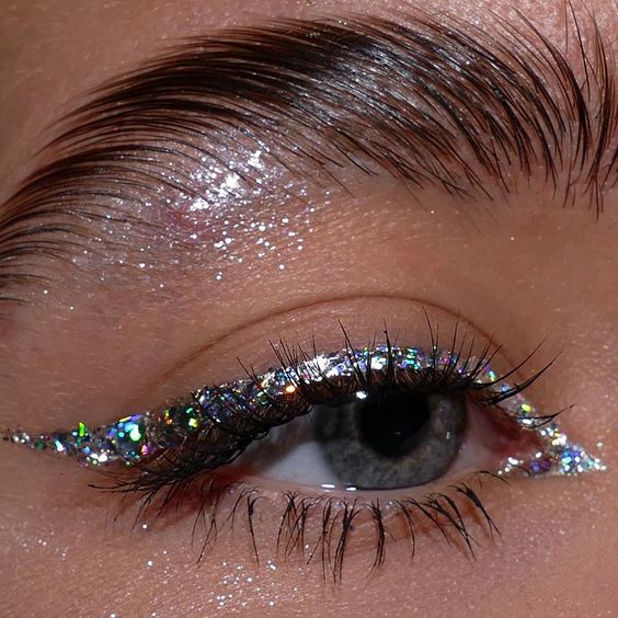 shiny silver eye makeup