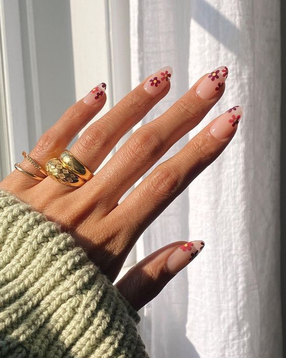 fall nail designs for teens with flowers