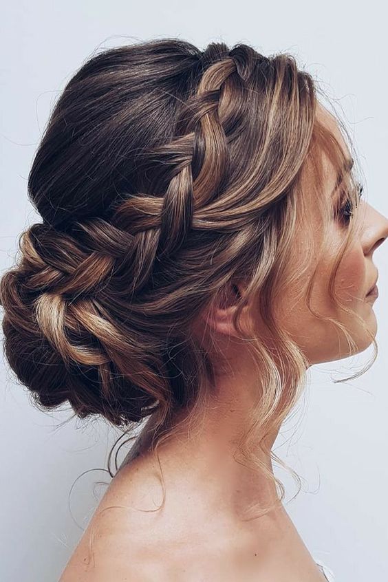 braided bun updo for homecoming