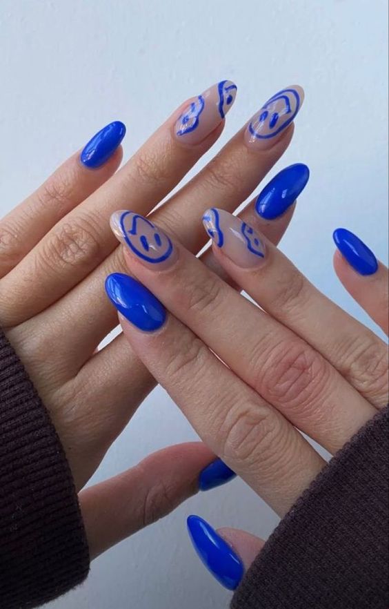 blue smiles nail polish idea