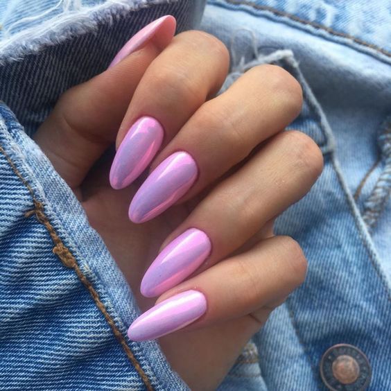 pink chrome nails for teens