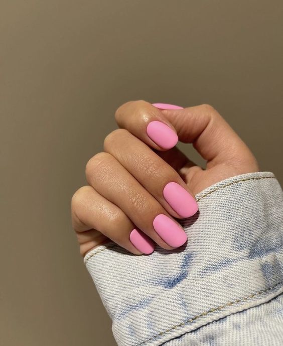 matte pink nails for homecoming