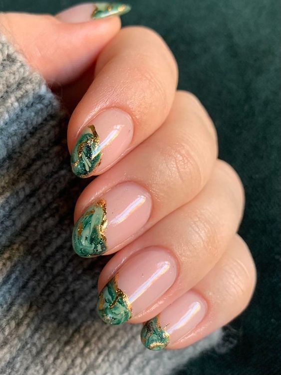 marble french tip nails for homecoming