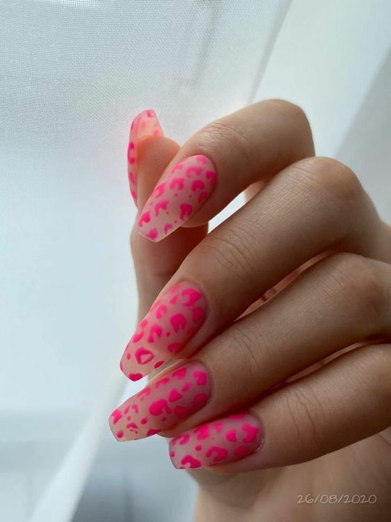 pink leopard nails