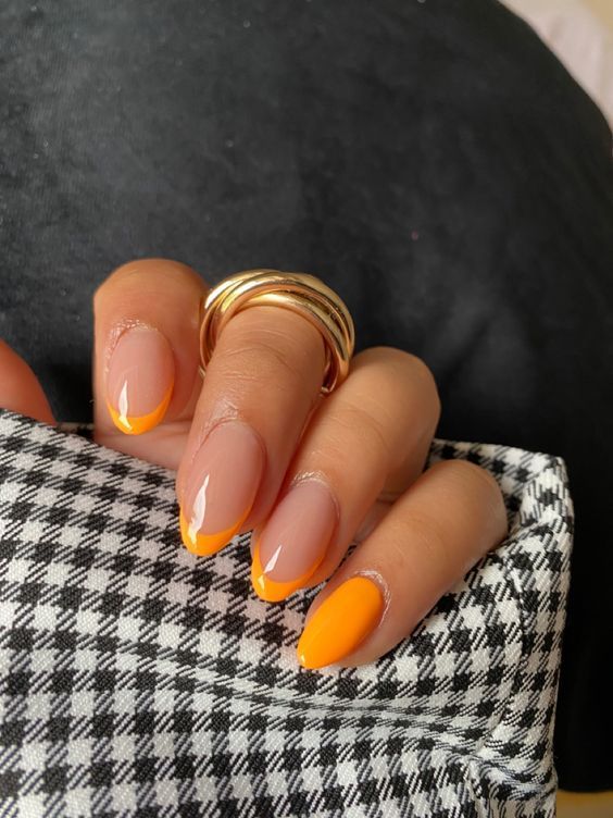 orange french tip homecoming nails