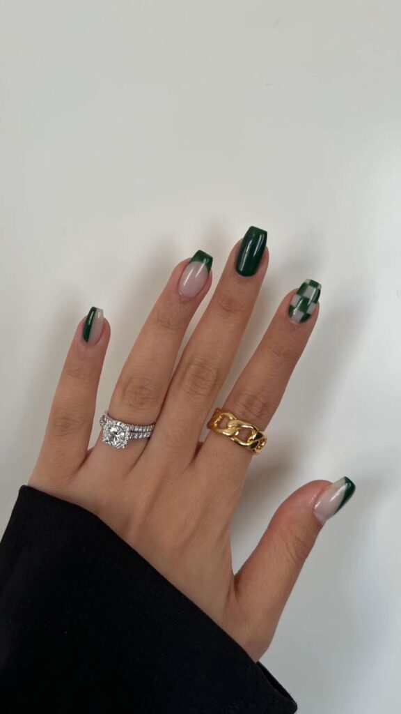 dark green nail design