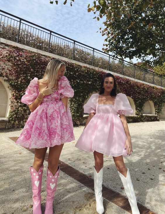 babydoll dress with cowboy boots