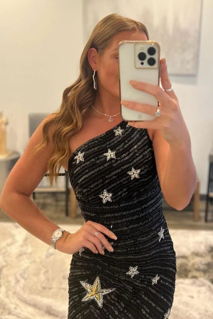 black dress with stars