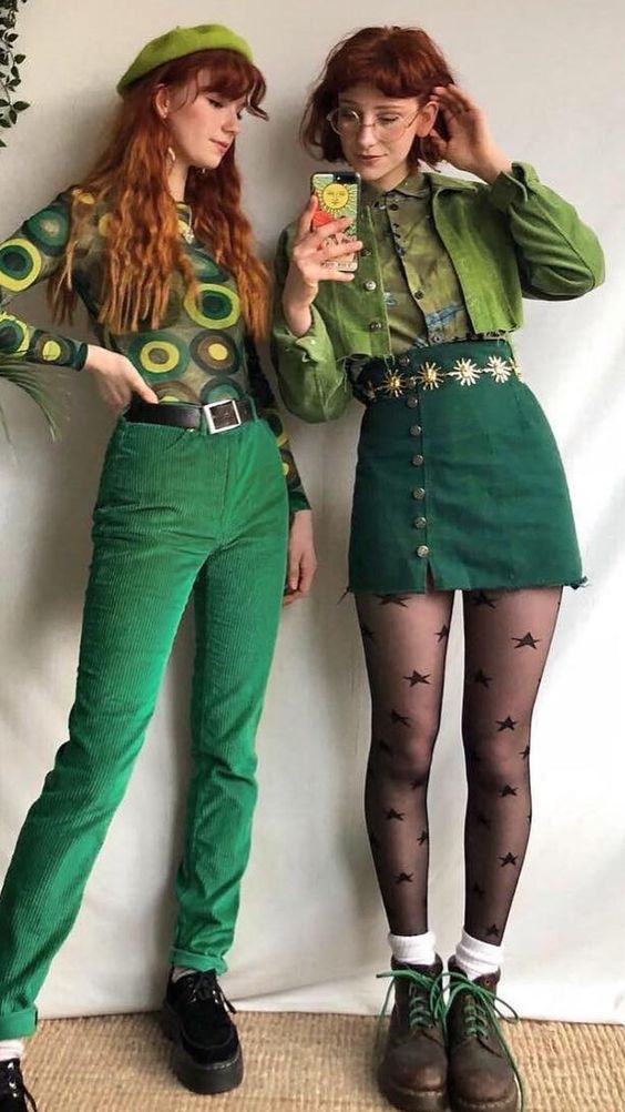 70s green Christmas outfits