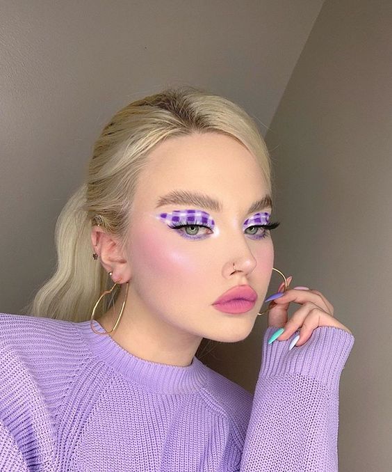 purple plaid eye makeup