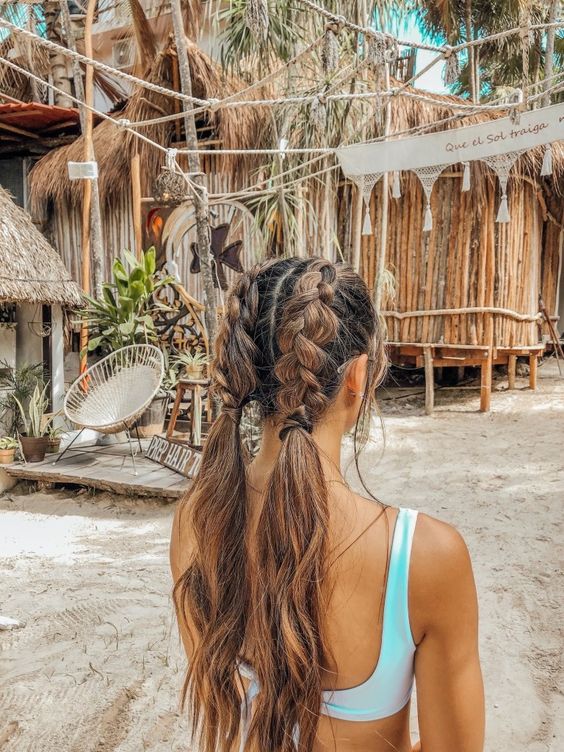 French braid pigtails for festival