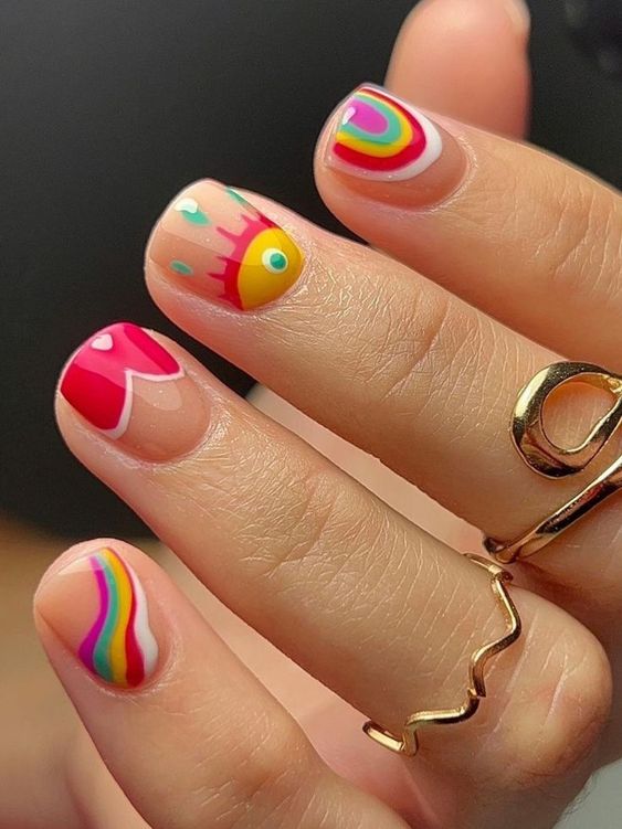 rainbow nail ideas for festival