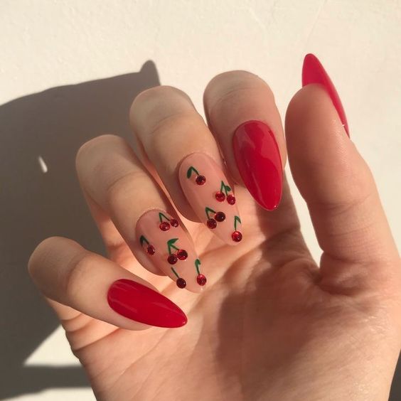 nails with cherries design