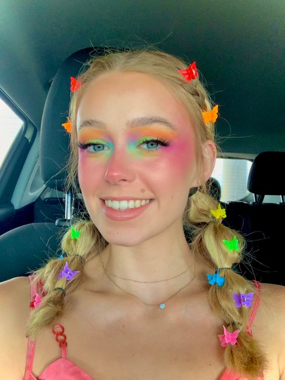 rainbow pride makeup for Coachella