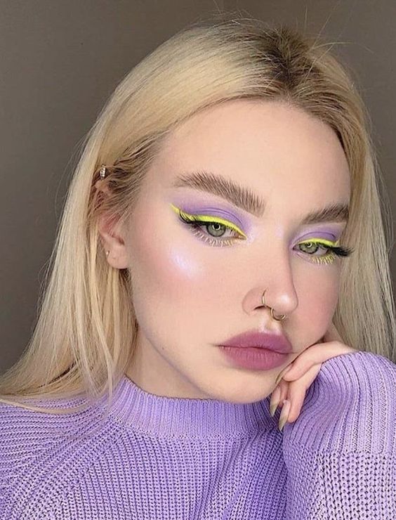 lavender and yellow makeup