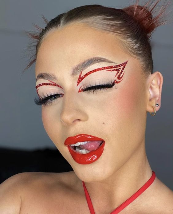 red makeup for Coachella