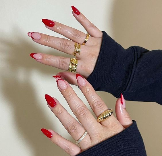 simple red nails for festival