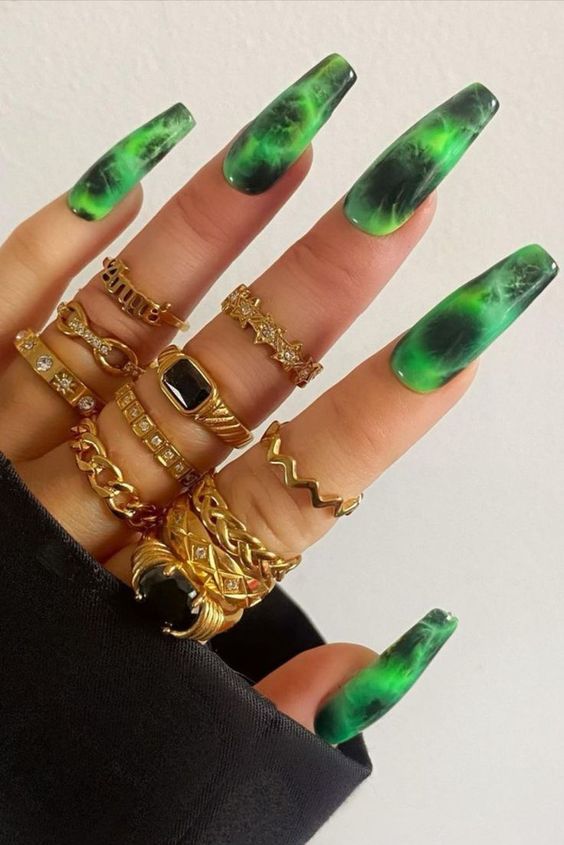 green marble nails