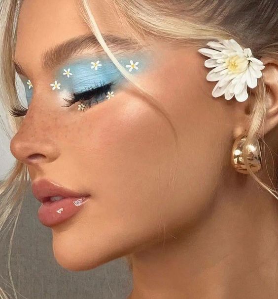 concert makeup with flowers