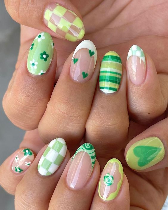 green festival nail designs