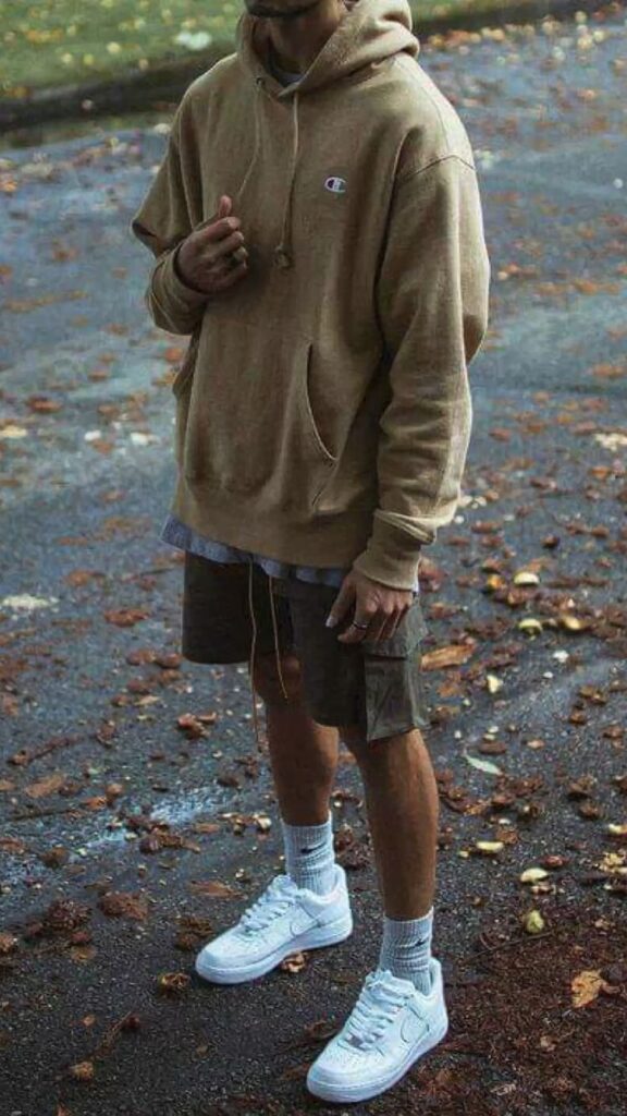 oversized hoodie and shorts