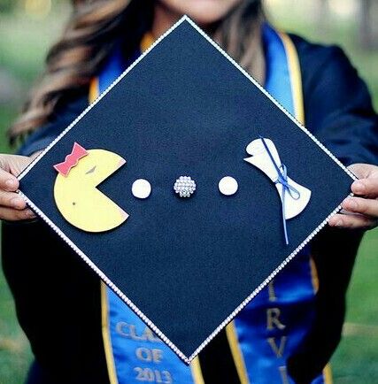 pacman inspired graduation cap