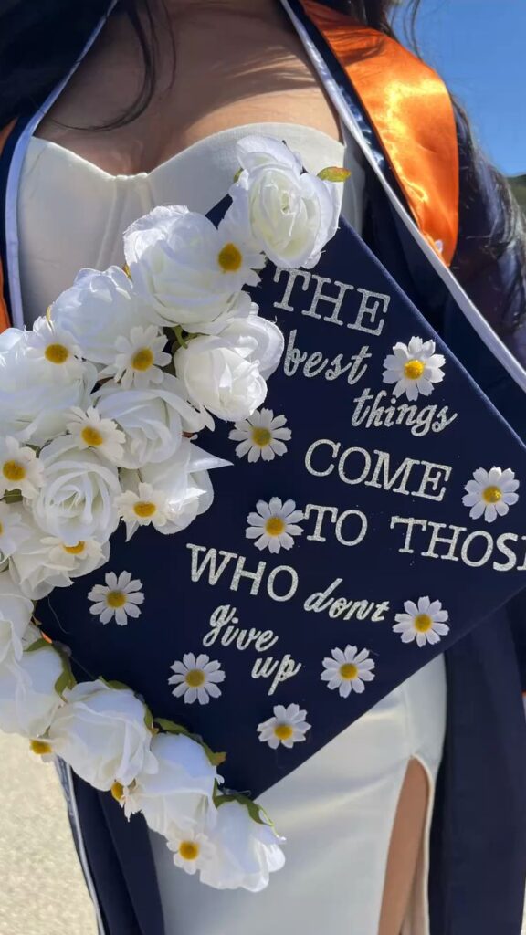 don't give up graduation cap decoration