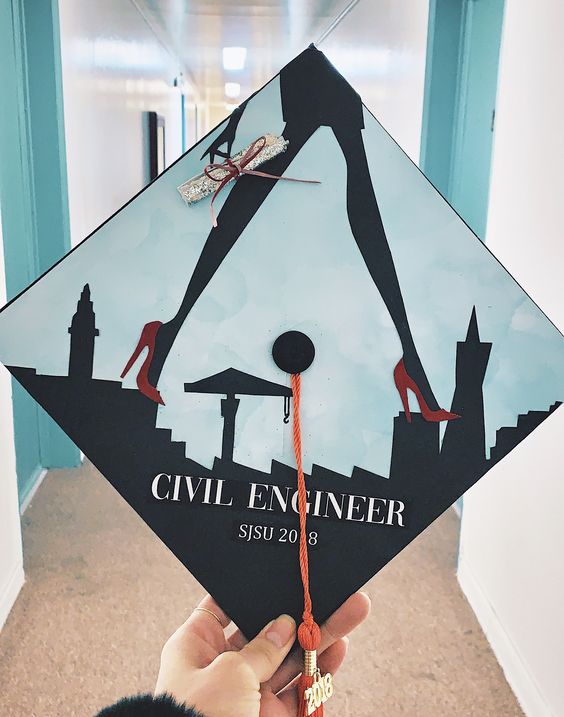 civil engineer graduation cap design