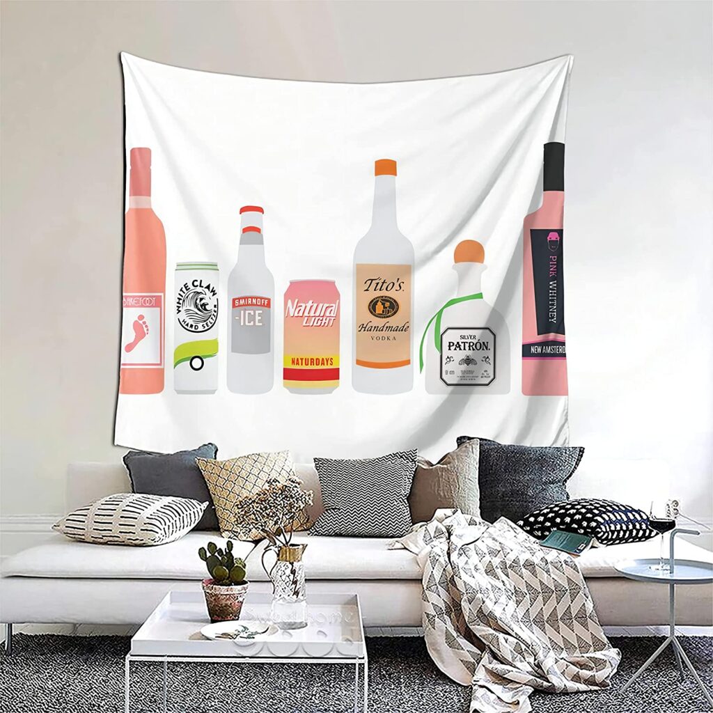 funny alcohol tapestries for dorm rooms