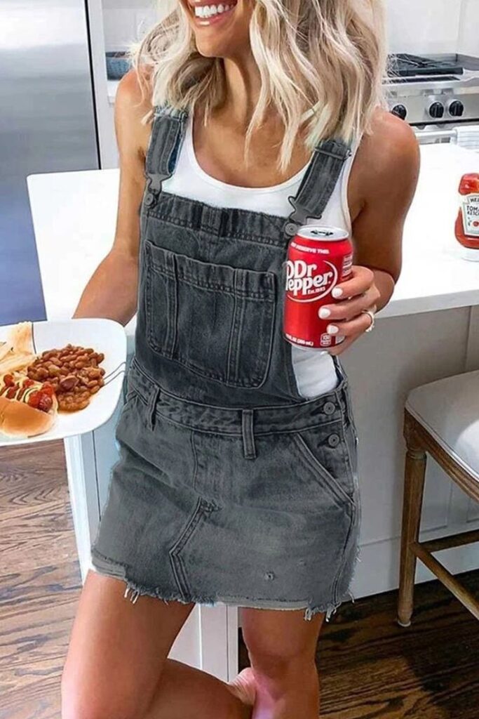 denim overall dress