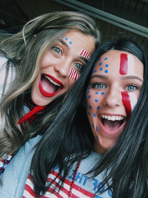 USA themed face paint for game