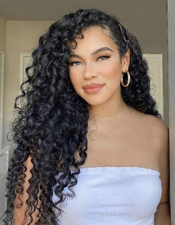 long thick curly black hair