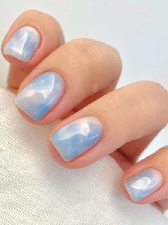shiny blue nail ideas