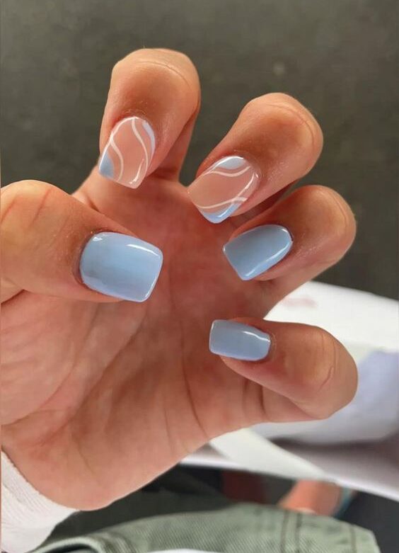 blue prom nails