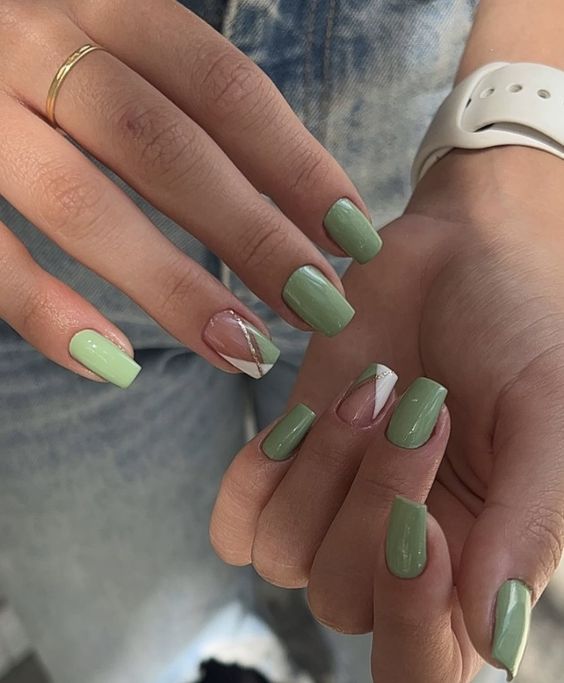 green prom nails