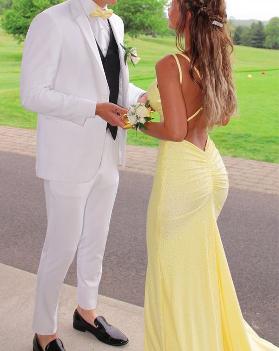yellow matching outfit for prom