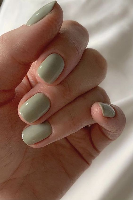 green french tip nails cute