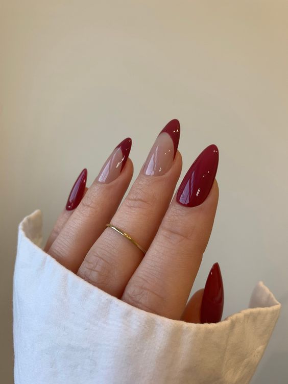 maroon and red nails for prom