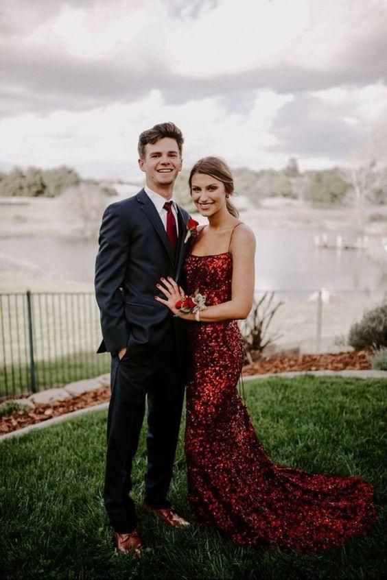 red matching prom outfit