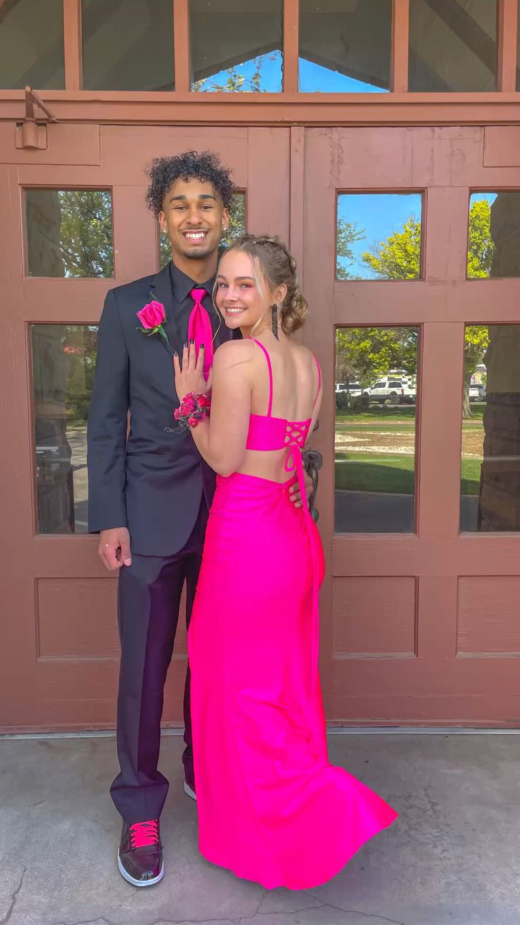 matching prom couple outfits pink